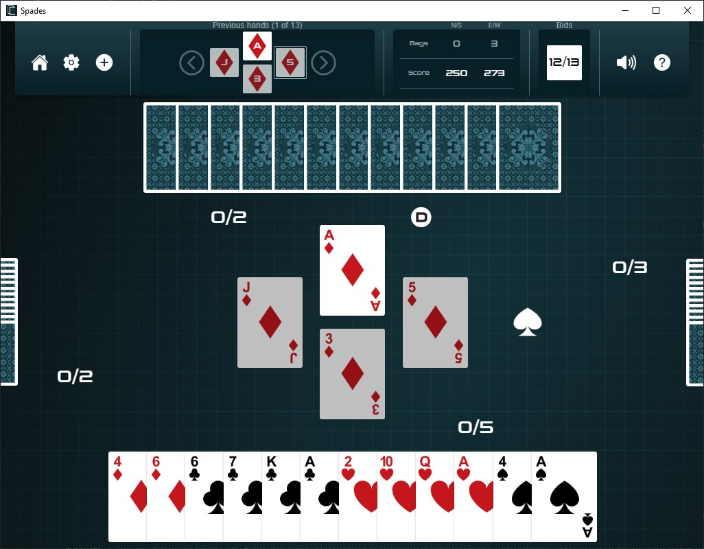 Spades gameplay screenshot